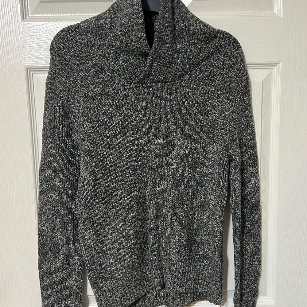 American Eagle Outfitters Charcoal Shawl Collared Sweater with Wool
